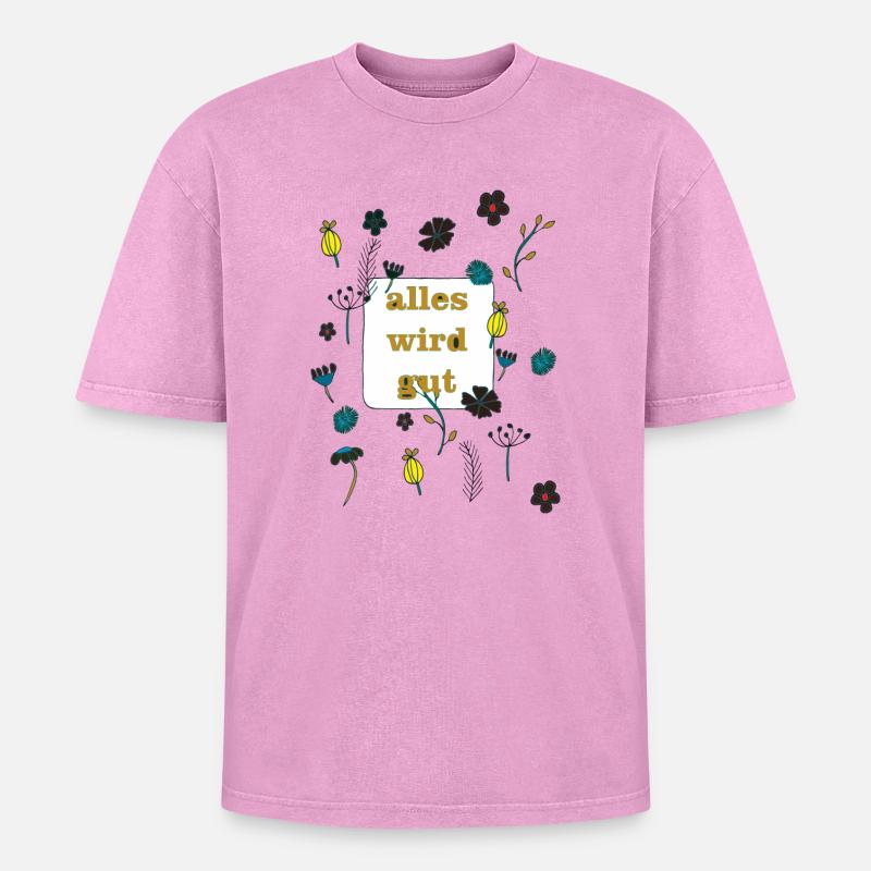 alles wird gut - Oversized Unisex Premium Acid-Washed T-Shirt - Pink Acid Wash