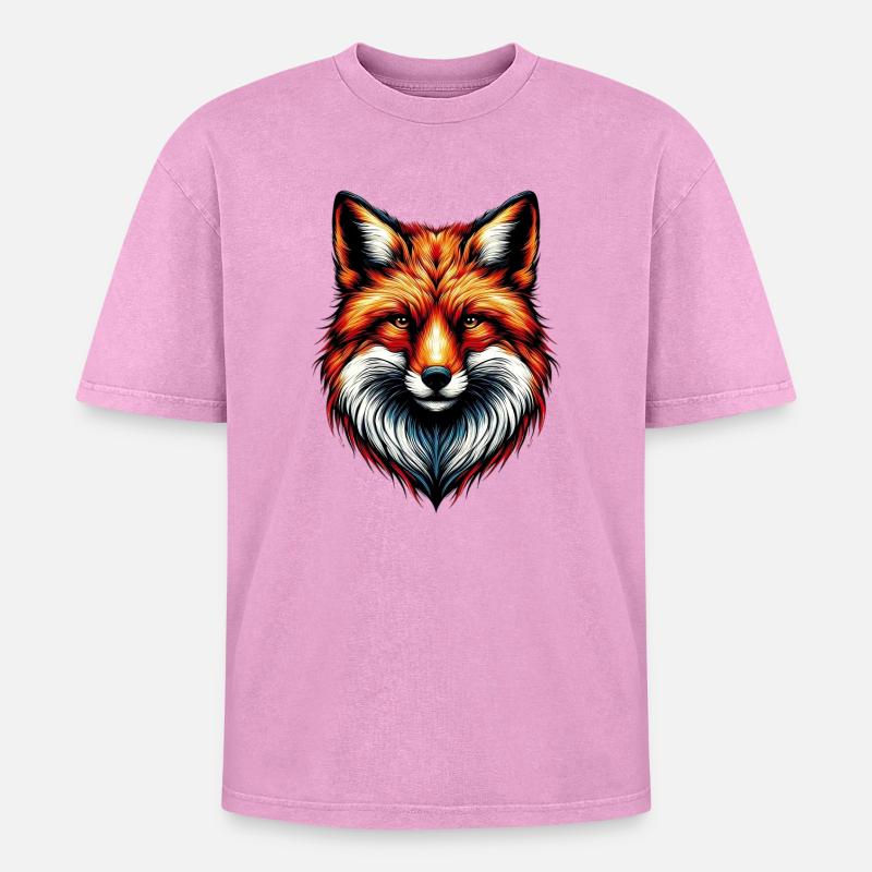 Fox - Oversized Unisex Premium Acid-Washed T-Shirt - acid washed pink