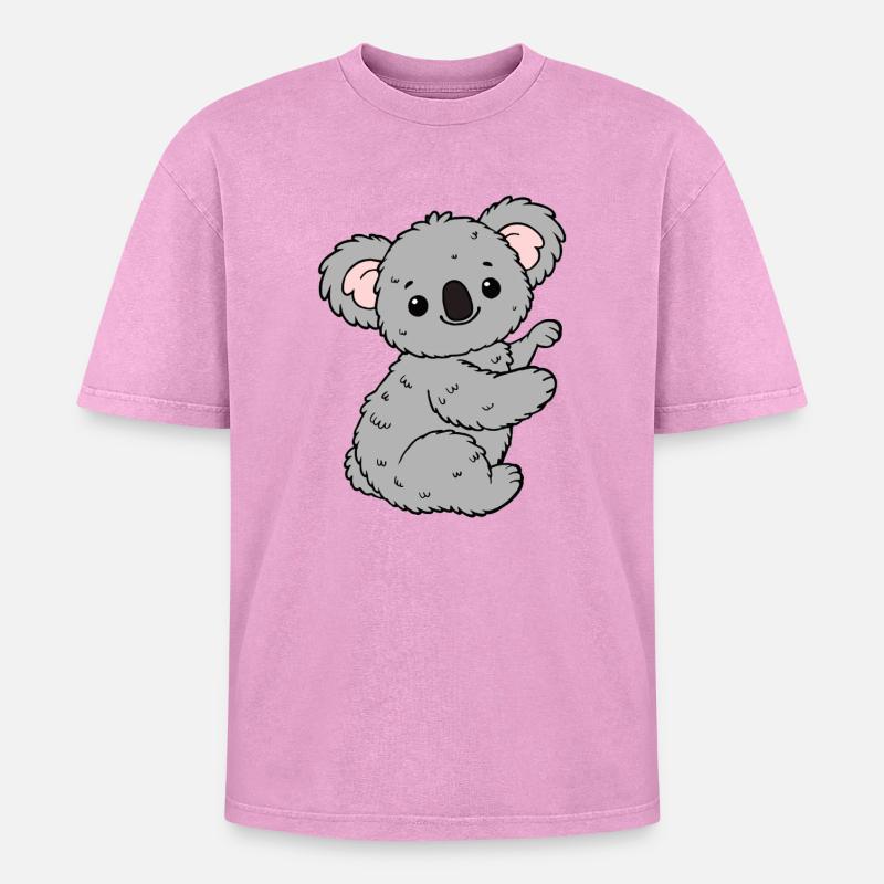 Koala Koala Bear - Oversized Unisex Premium Acid-Washed T-Shirt - acid washed pink