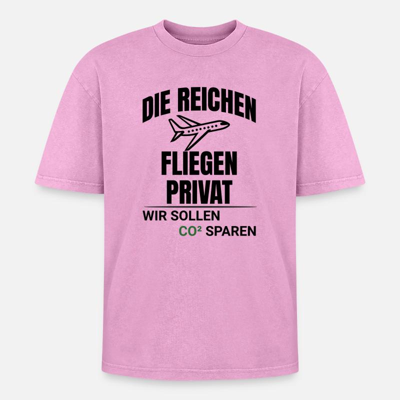 Abstract CO2 Climate Protection Design - Oversized Unisex Premium Acid-Washed T-Shirt - acid washed pink
