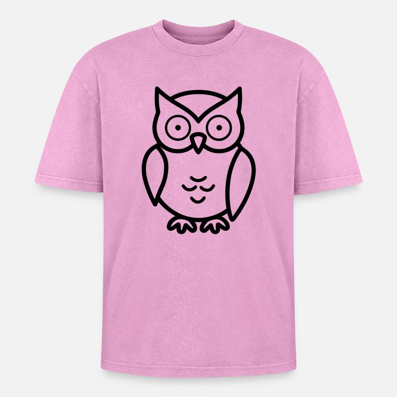 Eule - Oversized Unisex Premium Acid-Washed T-Shirt - Pink Acid Wash