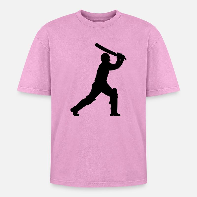 Cricket-Schattenbild - Oversized Unisex Premium Acid-Washed T-Shirt - Pink Acid Wash