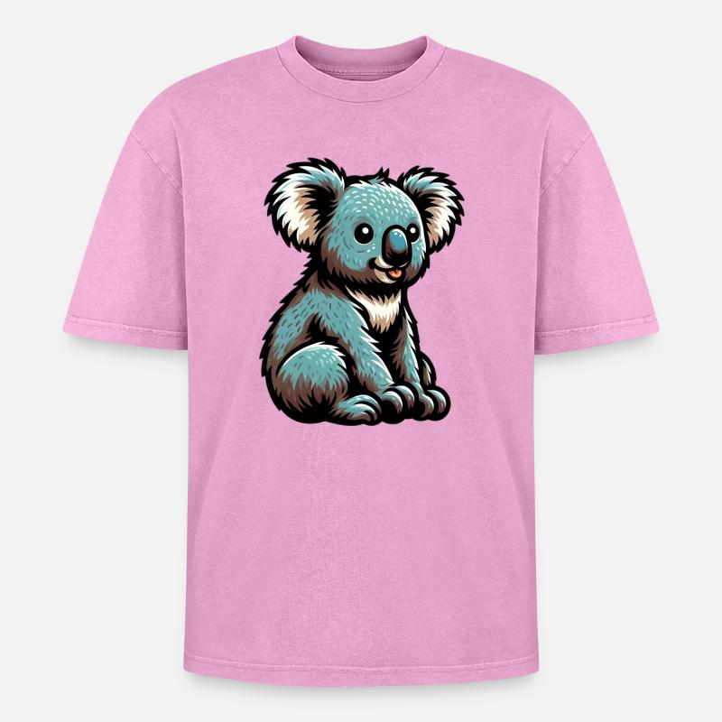 Koala - Oversized Unisex Premium Acid-Washed T-Shirt - Pink Acid Wash