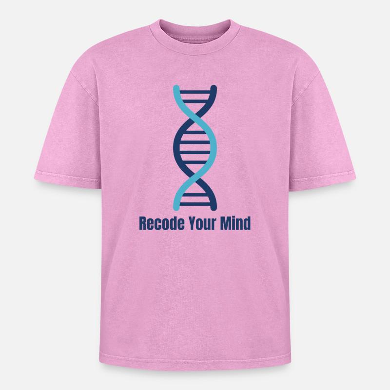 Recode Your Mind DNA Mindset - Oversized Unisex Premium Acid-Washed T-Shirt - Pink Acid Wash