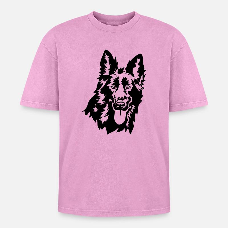 German shepherd head - Oversized Unisex Premium Acid-Washed T-Shirt - acid washed pink