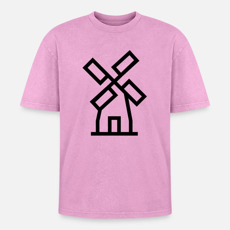 Windmühle windmill Luftenergie - Oversized Unisex Premium Acid-Washed T-Shirt - Pink Acid Wash