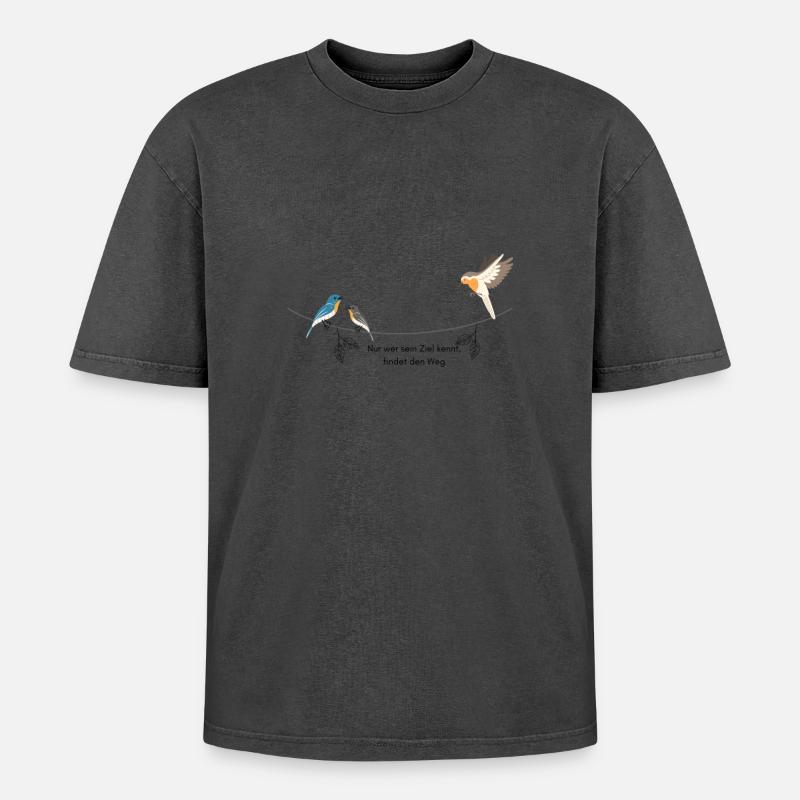 Vögel mit Spruch - Oversized Unisex Premium Acid-Washed T-Shirt - undefined
