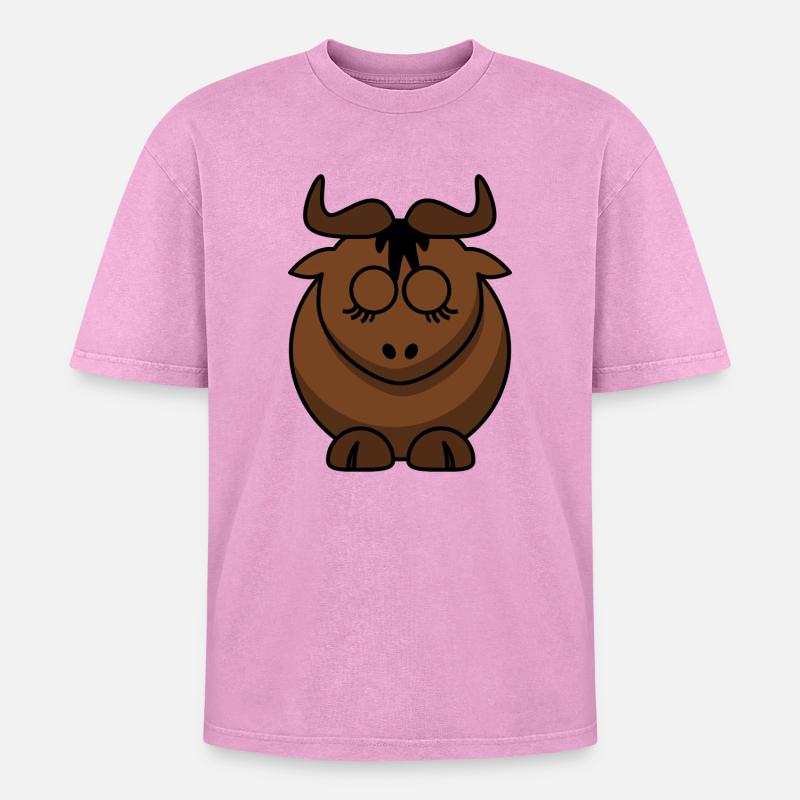 Conception du visage Braunbock - T-shirt Premium unisexe oversize acid-washed - rose délavé acide