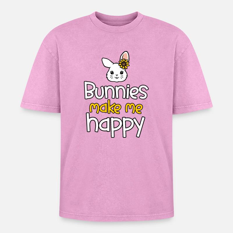 Rabbit Rabbit - Oversized Unisex Premium Acid-Washed T-Shirt - acid washed pink