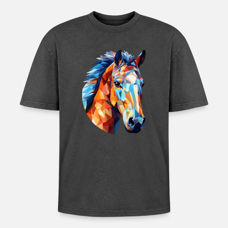 Pferd Polygon Pferdekopf Pferde - Oversized Unisex Premium Acid-Washed T-Shirt - undefined