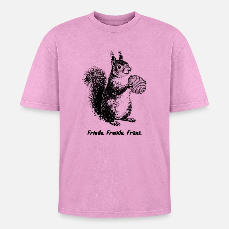 Friede Freude Franz Eichhornchen - Oversized Unisex Premium Acid-Washed T-Shirt - Pink Acid Wash