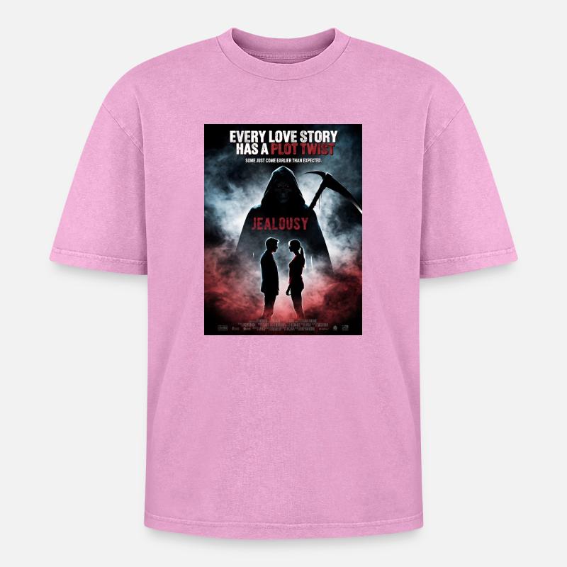 Plot Twist Liebe Eifersucht - Oversized Unisex Premium Acid-Washed T-Shirt - Pink Acid Wash
