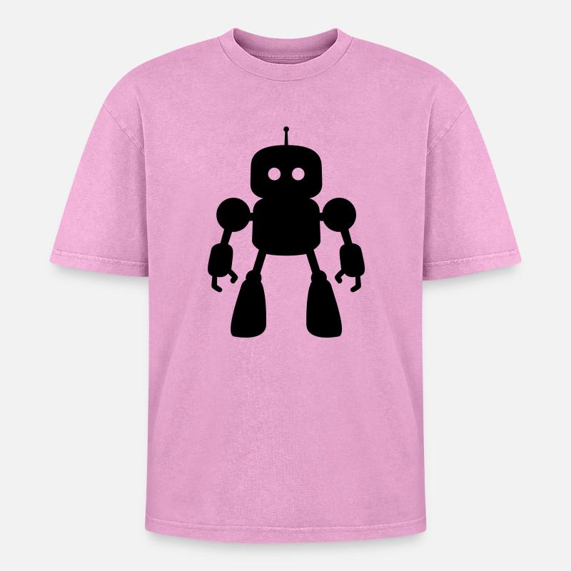 I Robot - Oversized Unisex Premium Acid-Washed T-Shirt - acid washed pink