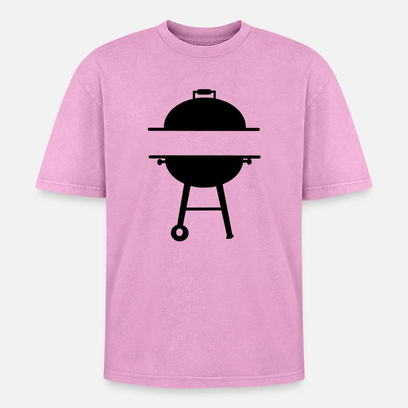 BBQ monogram emblem - Oversized Unisex Premium Acid-Washed T-Shirt - acid washed pink