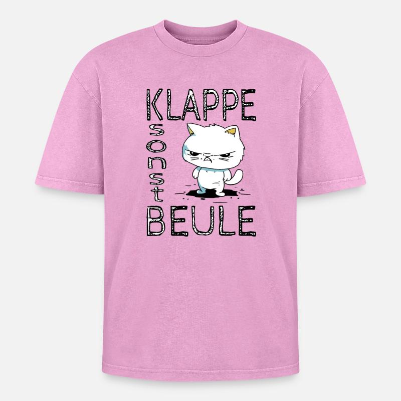 Klappe sonst Beule - Oversized Unisex Premium Acid-Washed T-Shirt - Pink Acid Wash