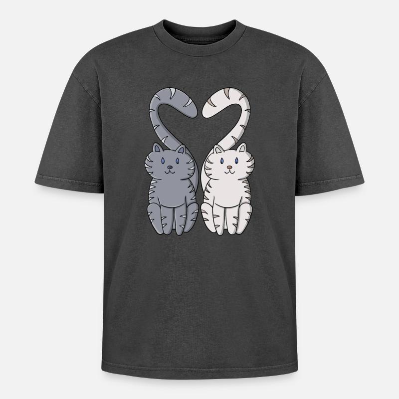 Verliebte Kätzchen - Oversized Unisex Premium Acid-Washed T-Shirt - undefined
