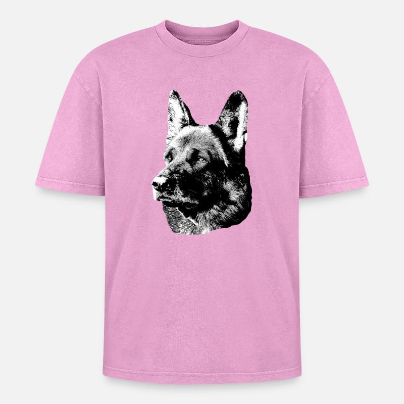 German Shepherd,Dog head,German Shepherd,Dogs - Oversized Unisex Premium Acid-Washed T-Shirt - acid washed pink