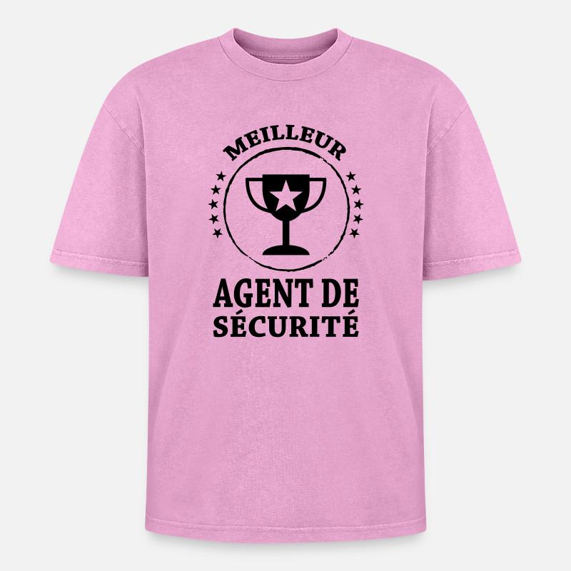 Agent de Sécurité - T-shirt Premium unisexe oversize acid-washed - rose délavé acide