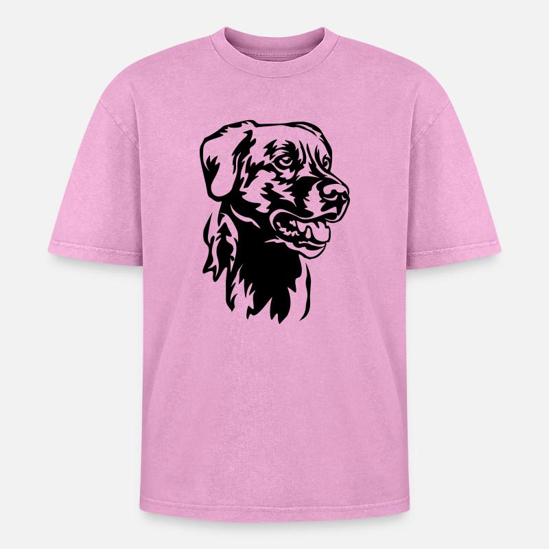 Labrador Kopf - Oversized Unisex Premium Acid-Washed T-Shirt - Pink Acid Wash