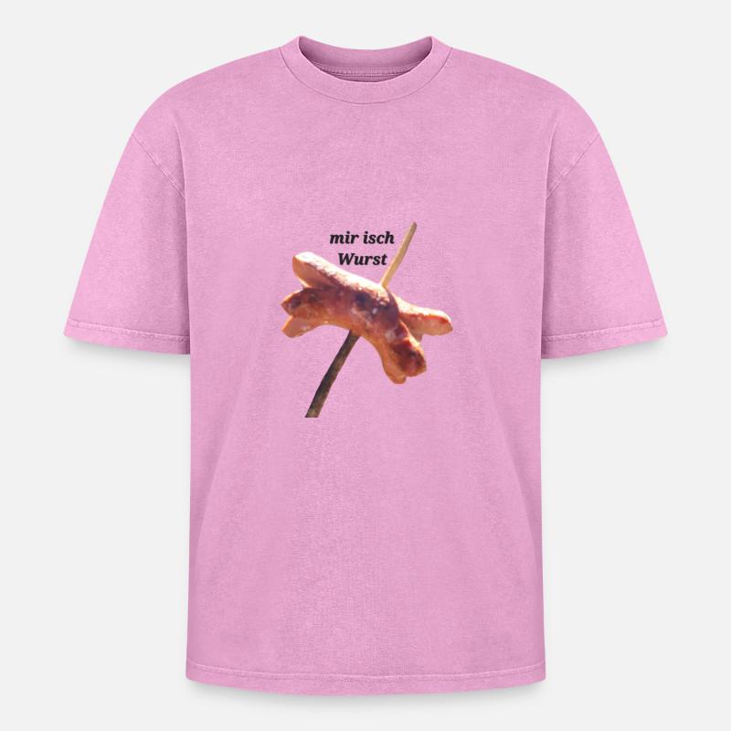 Mir isch Wurst - Oversized Unisex Premium Acid-Washed T-Shirt - Pink Acid Wash