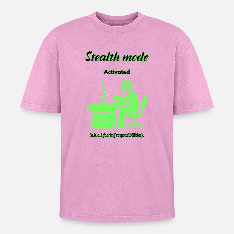 Stealth Mode Active - Oversized Unisex Premium Acid-Washed T-Shirt - acid washed pink