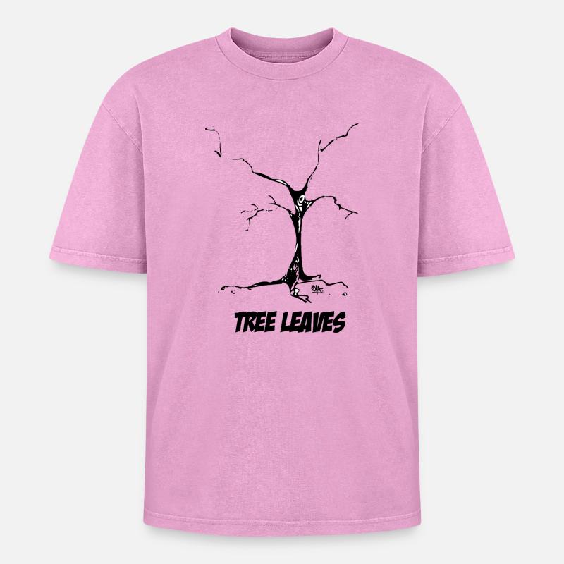 Tree - Oversized Unisex Premium Acid-Washed T-Shirt - acid washed pink
