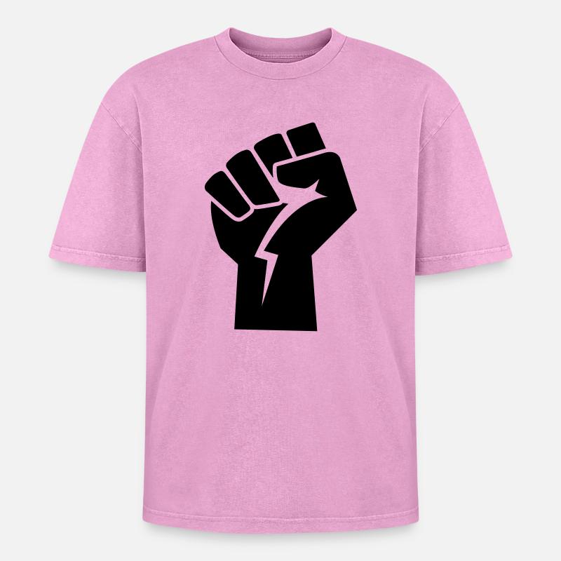 power faust revolution - Oversized Unisex Premium Acid-Washed T-Shirt - Pink Acid Wash