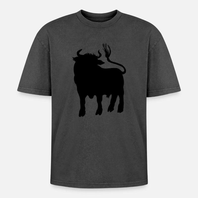 Stierschattenbild, Logofarm oder Metzger - Oversized Unisex Premium Acid-Washed T-Shirt - undefined