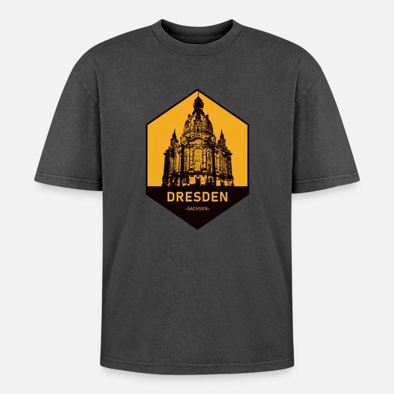 Icône d’architecture de Dresde Jaune - T-shirt Premium unisexe oversize acid-washed - undefined