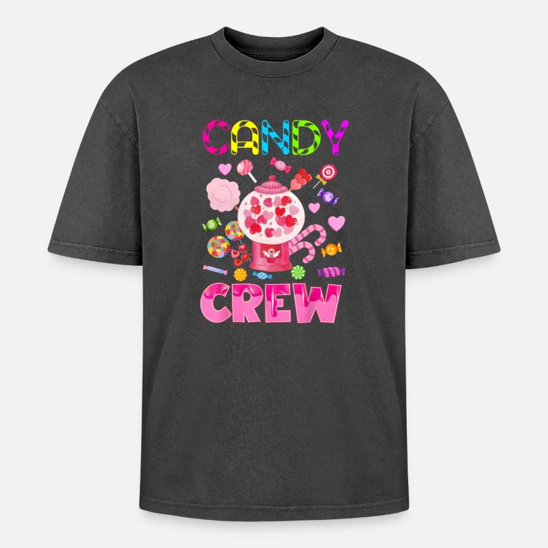 Candy Crew Decorations Sweetie Candy Squad - Oversized Unisex Premium Acid-Washed T-Shirt - 