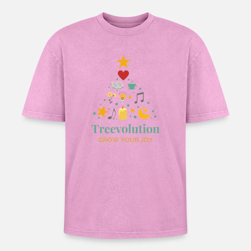Treevolution Growing Joy - Oversized Unisex Premium Acid-Washed T-Shirt - acid washed pink