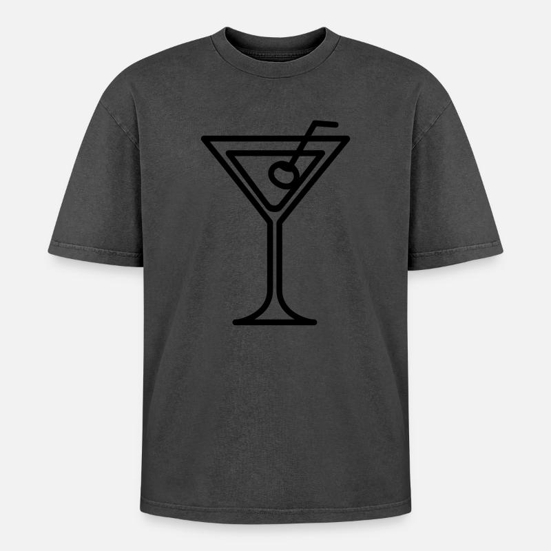 Cocktail - Oversized Unisex Premium Acid-Washed T-Shirt - Pink Acid Wash