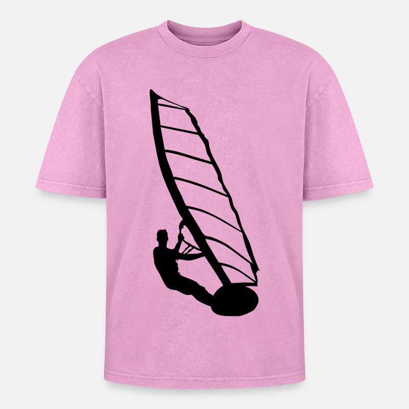 Windsurfer - Oversized Unisex Premium Acid-Washed T-Shirt - acid washed pink