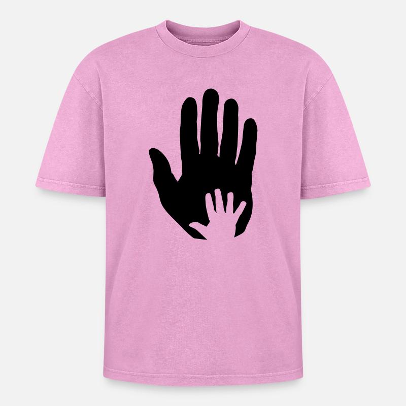 bébé main dans la main - T-shirt Premium unisexe oversize acid-washed - rose délavé acide