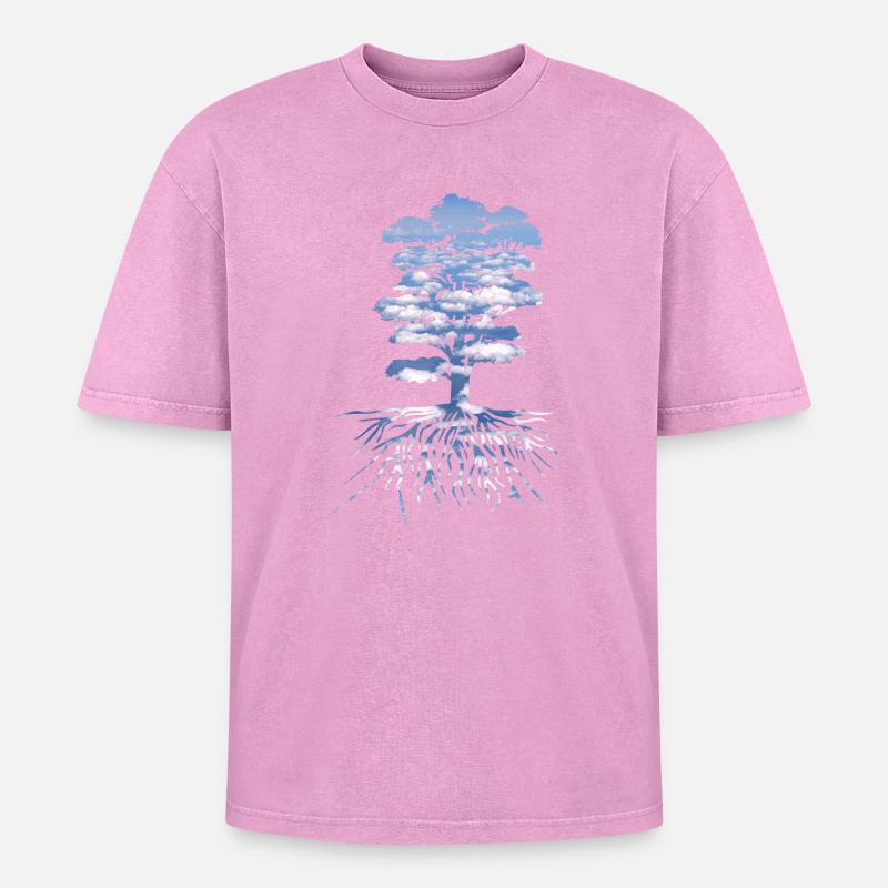 Der Baum - Oversized Unisex Premium Acid-Washed T-Shirt - Pink Acid Wash