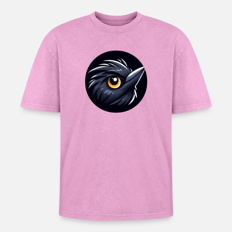Comic Amsel Vogel - Oversized Unisex Premium Acid-Washed T-Shirt - Pink Acid Wash