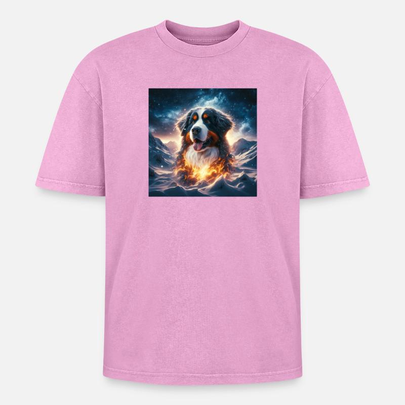 Berner Sennenhund - Oversized Unisex Premium Acid-Washed T-Shirt - Pink Acid Wash