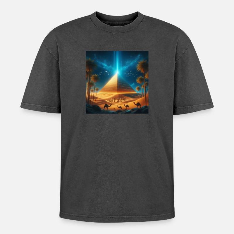 Pyramide 8 - Oversized Unisex Premium Acid-Washed T-Shirt - undefined
