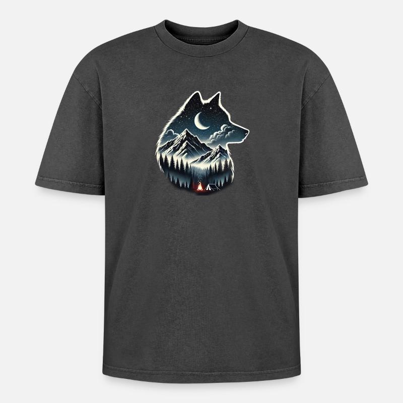 wolf - Oversized Unisex Premium Acid-Washed T-Shirt - undefined