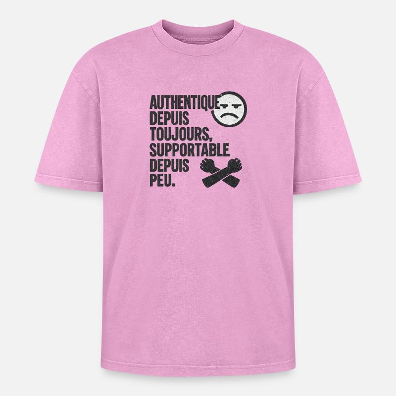 Authentisches Forever-Tee - Oversized Unisex Premium Acid-Washed T-Shirt - Pink Acid Wash