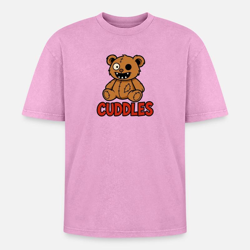 Cuddle Bear - Oversized Unisex Premium Acid-Washed T-Shirt - acid washed pink