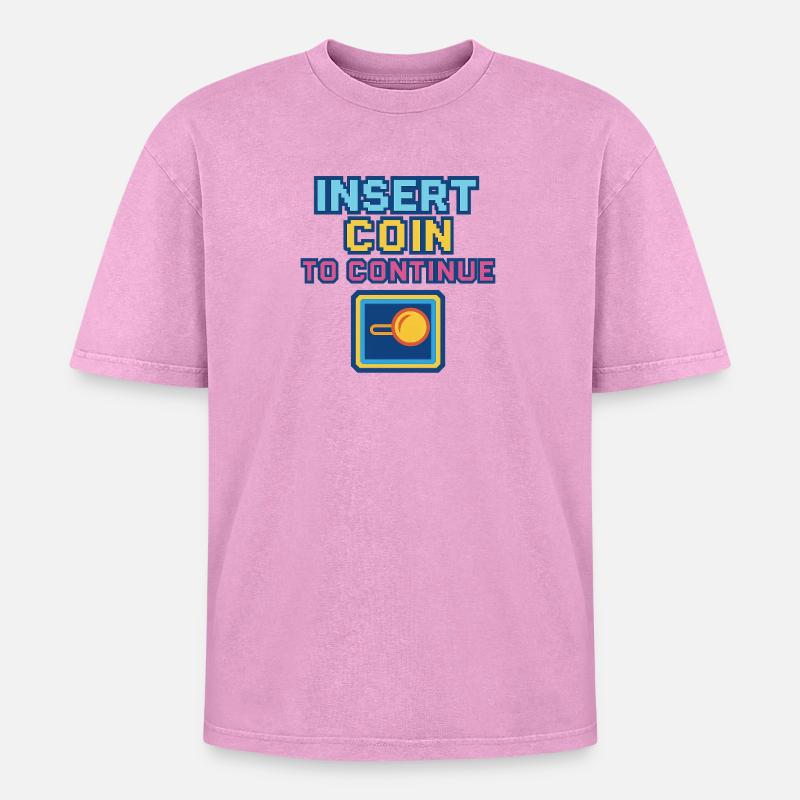 Retro Pixel Arcade Spieldesign - Oversized Unisex Premium Acid-Washed T-Shirt - Pink Acid Wash