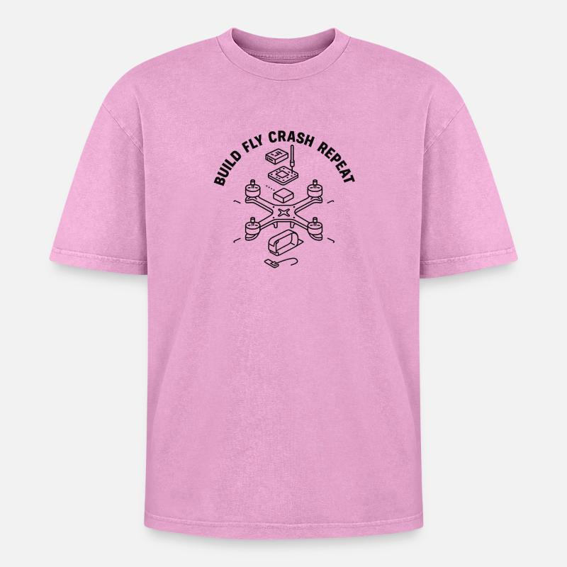 Aircraft Construction Drones Design - Oversized Unisex Premium Acid-Washed T-Shirt - acid washed pink