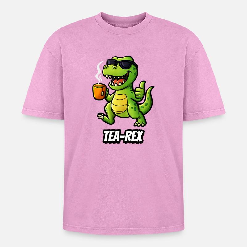 Tea-Rex - Oversized Unisex Premium Acid-Washed T-Shirt - acid washed pink