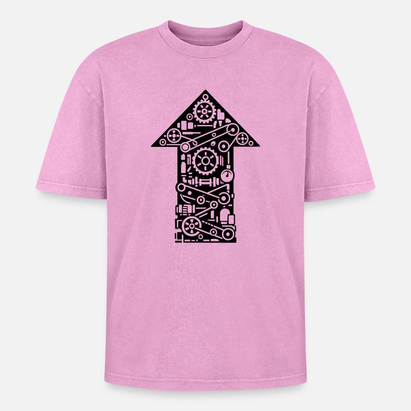 pfeil maschine technik - Oversized Unisex Premium Acid-Washed T-Shirt - Pink Acid Wash