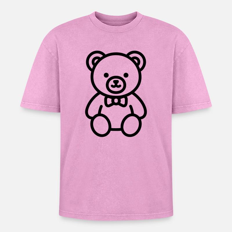 bear cub - Oversized Unisex Premium Acid-Washed T-Shirt - acid washed pink