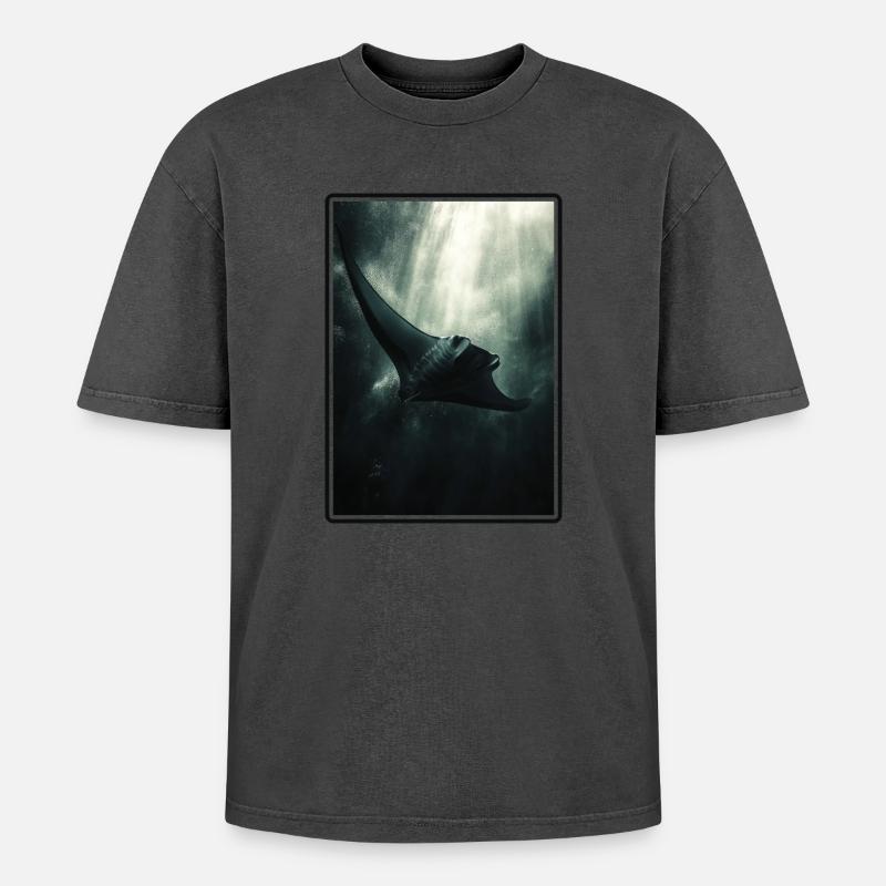 Rochen Mantarochen - Oversized Unisex Premium Acid-Washed T-Shirt - Pink Acid Wash