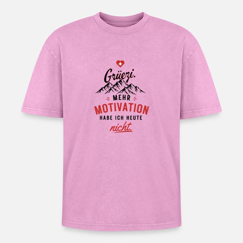 Motivation nicht – Herzrot Script - Oversized Unisex Premium Acid-Washed T-Shirt - Pink Acid Wash