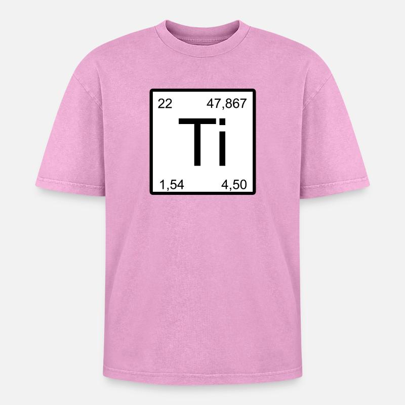 Titanium Elementsymbol Minimal Tile - Oversized Unisex Premium Acid-Washed T-Shirt - Pink Acid Wash