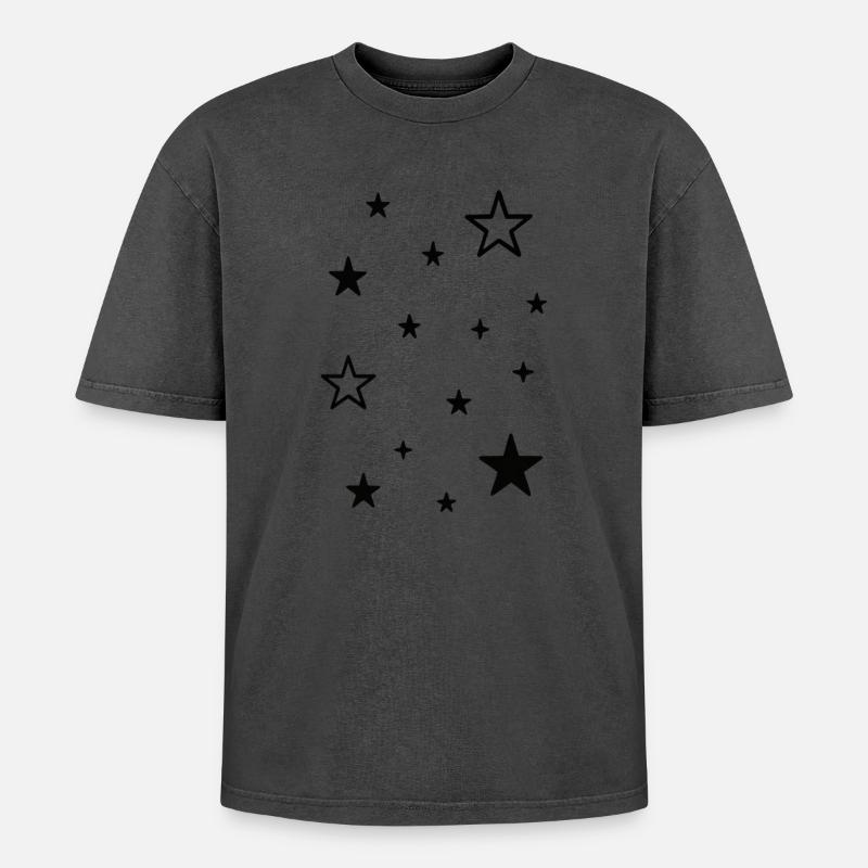 Star Scatter Pattern Design - Oversized Unisex Premium Acid-Washed T-Shirt - undefined